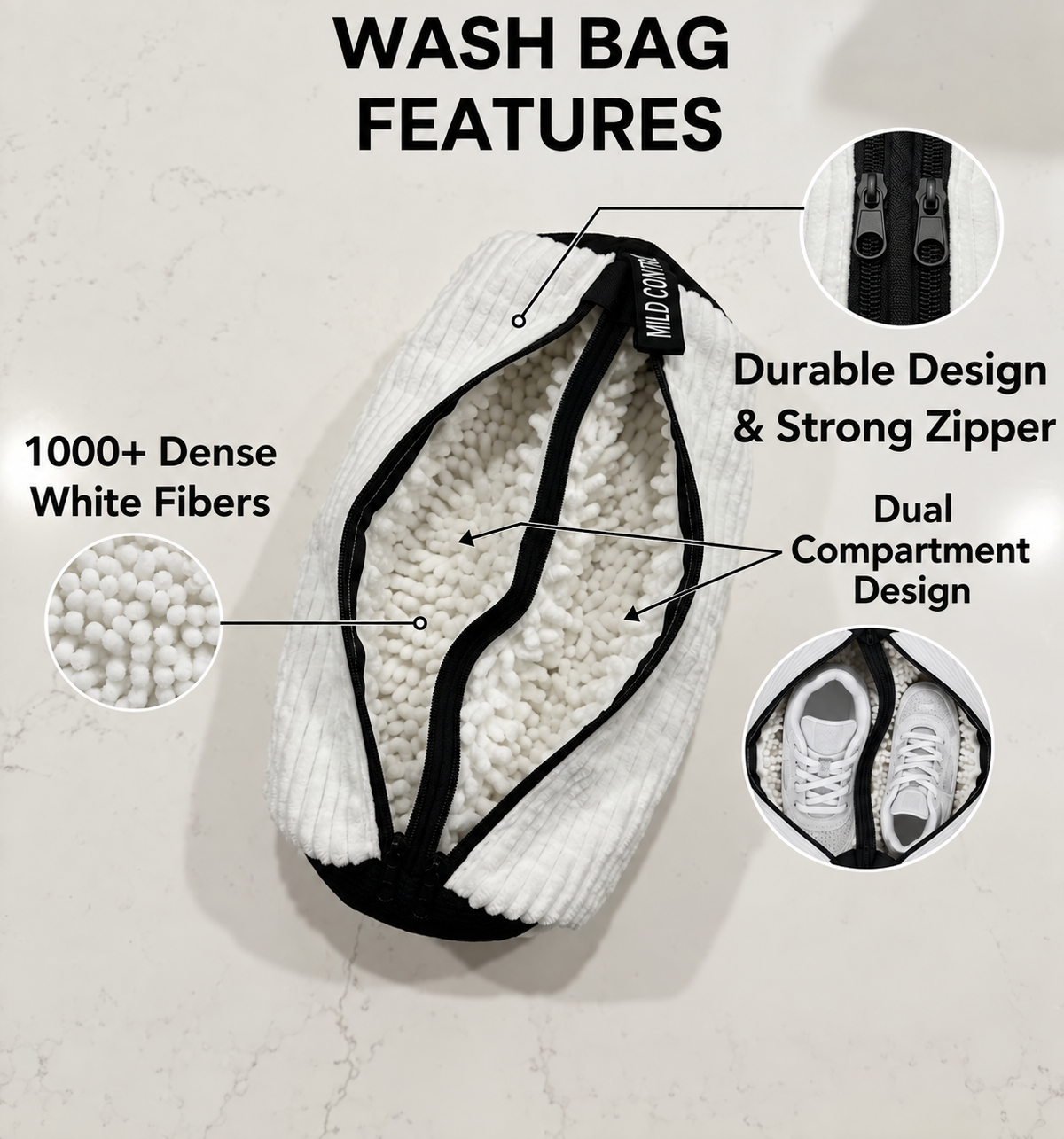 MILD CONTROL™ Dual-Compartment Shoe Washing Bag — One Pair, One Wash